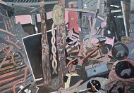 Vanished Yard, Skiathos (acrylic, sand etc.) 124x180cm