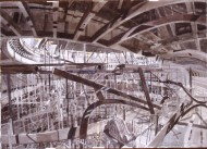 high scaffold (St Mary in the Castle) (watercolour) 74x99cm