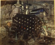 behind the screen (gouache) 91x112cm